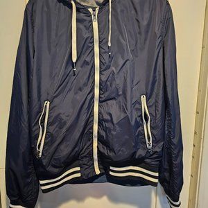 H&M Windbreaker - Mens Large - Navy Blue Hooded Longsleeve